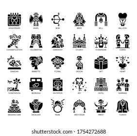 Set of wedding thin line and pixel perfect icons for any web and app project. 