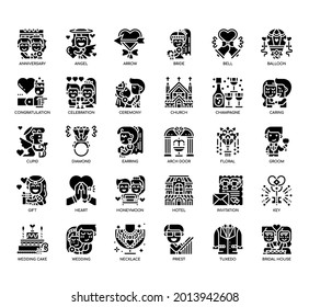 Set of Wedding thin line and pixel perfect icons for any web and app project. 