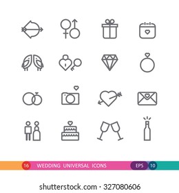 set of wedding universal icons