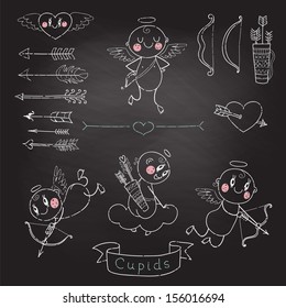 Set Wedding and Valentine's Day design elements. Vector illustration.