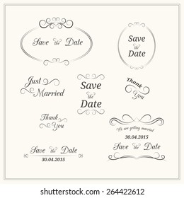 Set of wedding vintage typographic elements for invitation design