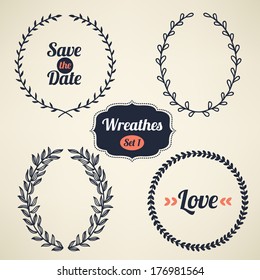 Set of wedding wreathes. Perfect for wedding invitations and romantic greeting cards