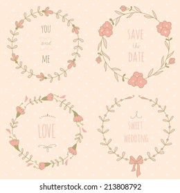 Set of wedding wreaths. EPS 10. No transparency. No gradients.