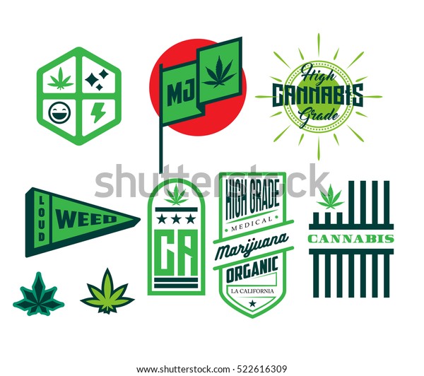 Set Weed Cannabis Logo Badges 库存矢量图（免版税）522616309