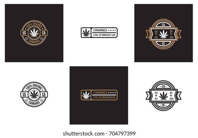 Set Of Weed Medical Marijuana Badge Emblems