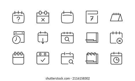 Set of week  line icons. Premium pack of signs in trendy style. Pixel perfect objects for UI, apps and web. 