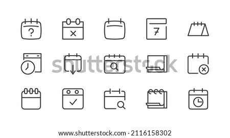 Set of week  line icons. Premium pack of signs in trendy style. Pixel perfect objects for UI, apps and web. 