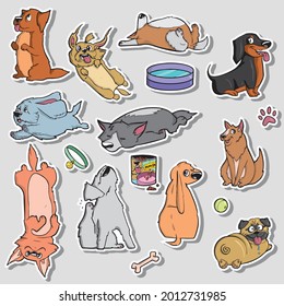 Set of weekly or daily planner and diaries vector flat illustration. Cute sticker template decorated with cartoon image. Signs, symbols, objects for scheduler or organizer