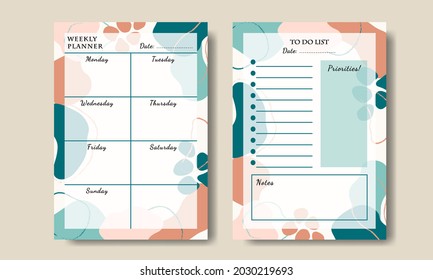 Set de Planeador Semanal para Hacer Lista Resumen Forma Pastel Imprimible