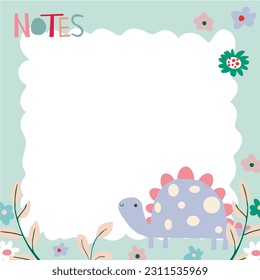 set of weekly planners with dinosaurs  and flowers in doodle cartoon style. Kids schedule design template. Vector illustration.   
