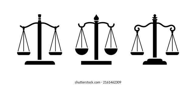 Set of weighing icons vector illustration. Balance, fairness, comparison, price, balance sheet