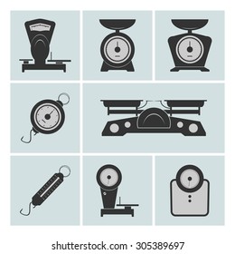 Set of weighing machines. Vector illustration. EPS 10, opacity