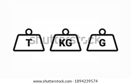 Set of weight icon. Ton, kilogram, gram. Thin line. Illustration vector