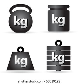 Set Of Weight Kilogram Barbell Icons