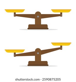 Set of weight scales or Libra in balance and unbalance 