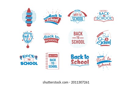 Set of Welcome Back to School Emblems