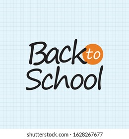 Set of Welcome back to school label. Grid Paper pattern background. Back to school sale tag. Vector illustration. Hand drawn lettering badges. Typography emblem set