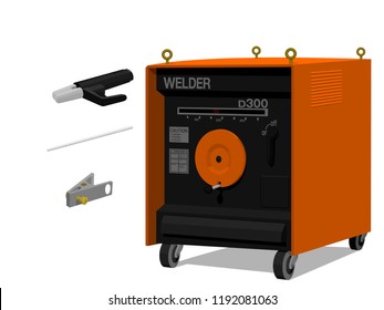 Set of welding equipment on transparent background