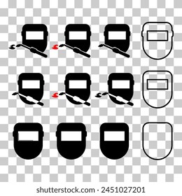 Set of Welding technology icon, metal tool equipment symbol, safe weld vector illustration .