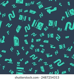 Set Well, Water tap, Container with drain cleaner and Industry metallic pipe on seamless pattern. Vector