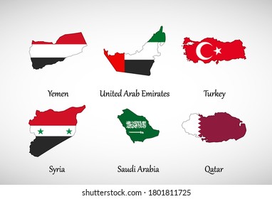 Set West Asia Country Maps Flags Stock Vector (Royalty Free) 1801811725 ...