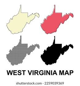 Set of West Virginia map shape, united states of america. Flat concept icon symbol vector illustration .