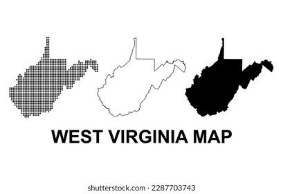 Set of West Virginia map shape, united states of america. Flat concept icon symbol vector illustration .
