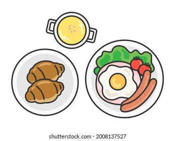 A set of Western breakfast plates.