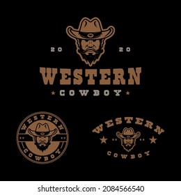 set western cowboy logo design template. you can edited this logo on letter W in mid hat. 