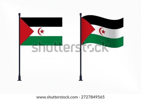Set of Western Sahara Flags Isolated for Independence Day Celebration