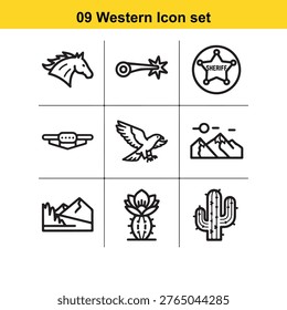 A set of western themed icons