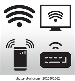 conjunto de icono Wfi , línea aislada o logotipo símbolo de signo aislado vector, contorno y estilo de trazo Colección de ilustración vectorial de estilo de color de alta calidad,