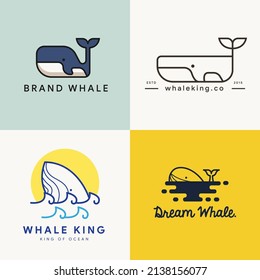 set of whale logo concept template