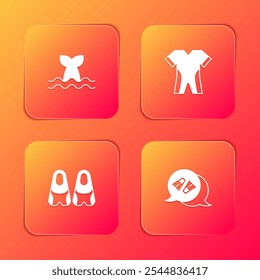 Set Whale tail, Wetsuit for scuba diving, Flippers swimming and  icon. Vector