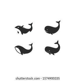 Set of whales logo vector icon illustration concept design 