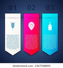Set Wheat, Alcohol or beer bar location and Beer bottle. Business infographic template. Vector