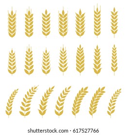 Set of Wheat or barley icon, flat design vector