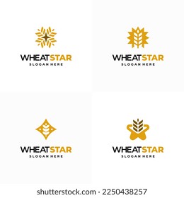 Juego de diseños de los logotipos de la estrella del grano de trigo de trigo de trigo de trigo de trigo de trigo de trigo de trigo de trigo de trigo de trigo de cola de Star, icono vectorial de plantilla