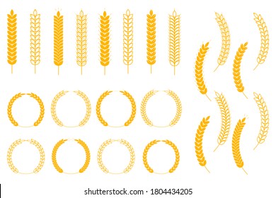 Set of wheat icons and logo on white background. Icon design agriculture wheat for natural product of the company and the farm company. Vector illustration