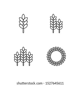 Set of wheat line icon design vector. Cereal , ears, grain illustration. Editable black stroke.