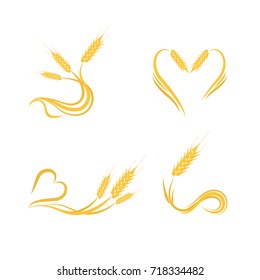 Set of wheat logo design illustrations for bakery
