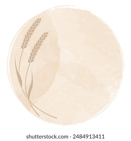 Set of wheat and watercolor circular frames
