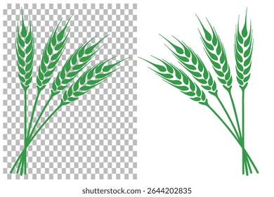Set of wheats ears icons and wheat design elements. Harvest wheat grain, growth rice stalk and whole bread grains or field cereal nutritious