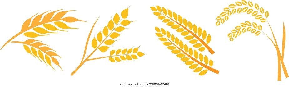 Set of wheats icons and wheat design elements.