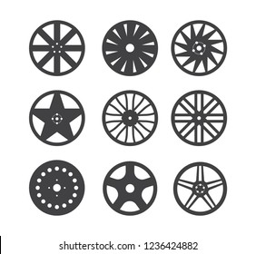 Set of wheel rim isolated on white background