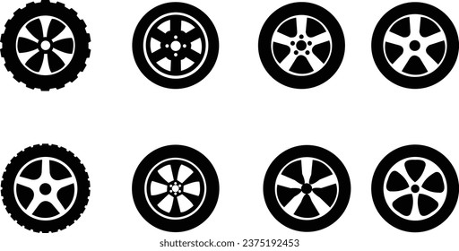 Set von Rubber-Tiers-Symbolen für Ihr Unternehmen für Ihre Website. Ein attraktives Design mit sehr gutem Design, das Ihnen das Geschäft aufzeigt. Reifen für lizenzfreie Vektorgrafiken einzeln auf transparentem Hintergrund.