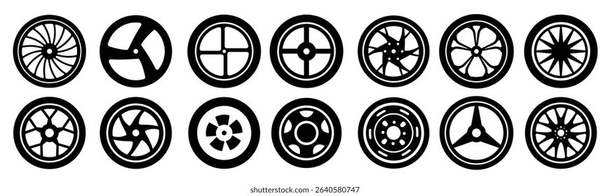 Set of wheel tire vector illustration
