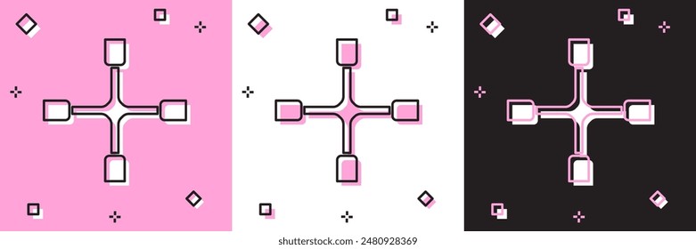 Set Wheel wrench icon isolated on pink and white, black background. Wheel brace.  Vector