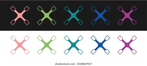 Set Wheel wrench icon isolated on black and white background. Wheel brace.  Vector