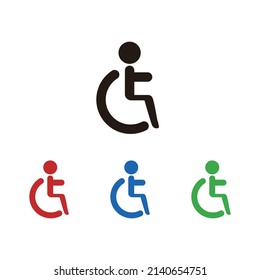 A set of wheelchair icons. Editable vector.